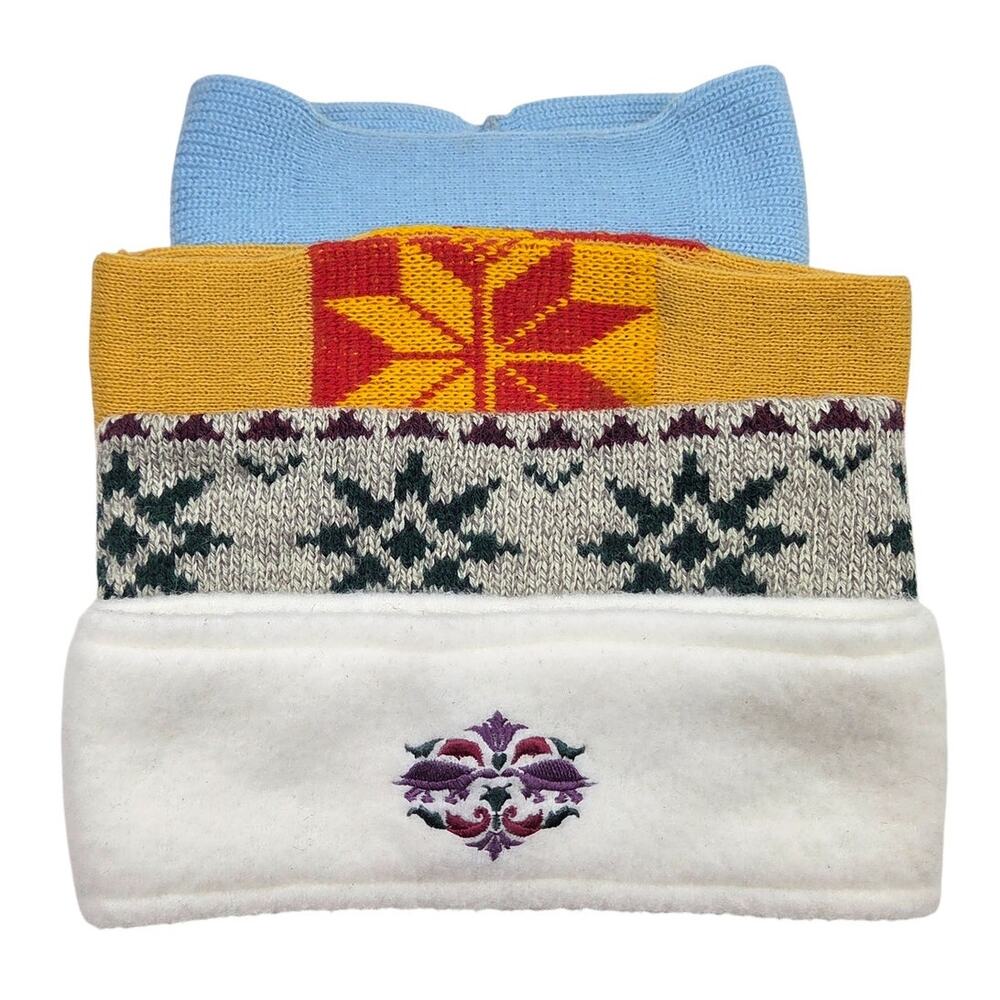 Lot 4 Vintage Knit Ski Ear Warmer Headbands Turtle Fur Winter Cold Weather